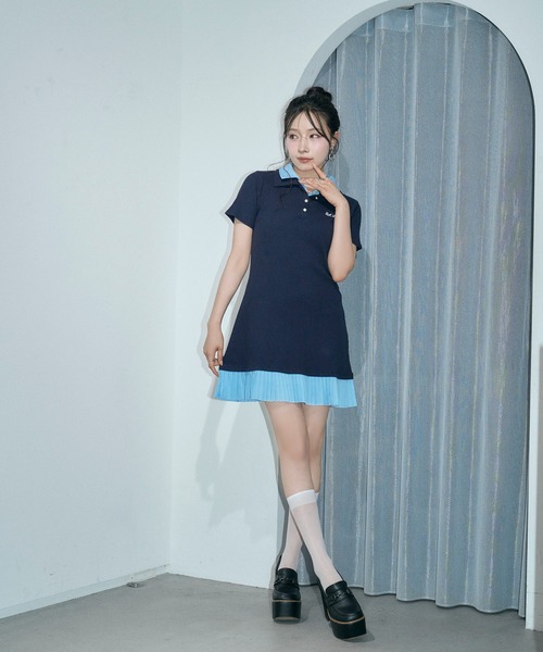 ANDGEEBEE（アンジービー）の「シャツドッキングポロミニワンピ（ワンピース・レディース・ネイビー/グレー・FREE）」の16枚目の写真