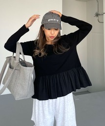 CHERI since1985（シェリ）の「裾フリルクロップドロングTシャツ（Tシャツ/カットソー）」