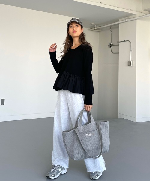裾フリルクロップドロングTシャツ（Tシャツ/カットソー）｜CHERI
