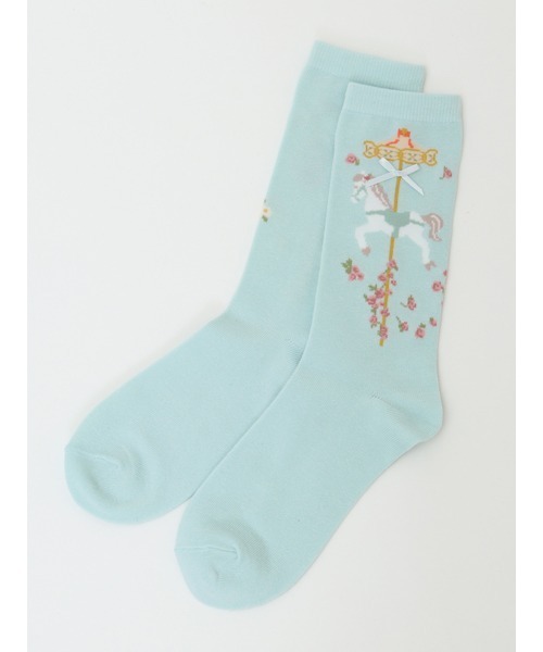 PINK HOUSE（ピンクハウス）の「メリーゴーラウンド柄ソックス（ソックス/靴下・レディース・モカ/ブラック/スカイブルー/アイボリー・フリー）」の10枚目の写真