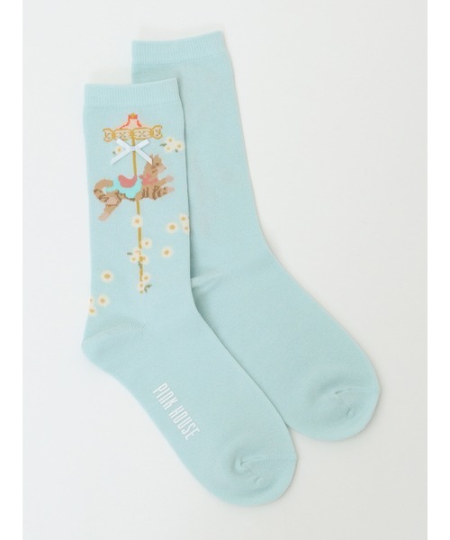 PINK HOUSE（ピンクハウス）の「メリーゴーラウンド柄ソックス（ソックス/靴下・レディース・モカ/ブラック/スカイブルー/アイボリー・フリー）」の5枚目の写真