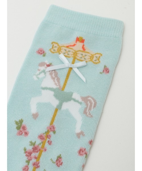 PINK HOUSE（ピンクハウス）の「メリーゴーラウンド柄ソックス（ソックス/靴下・レディース・モカ/ブラック/スカイブルー/アイボリー・フリー）」の6枚目の写真