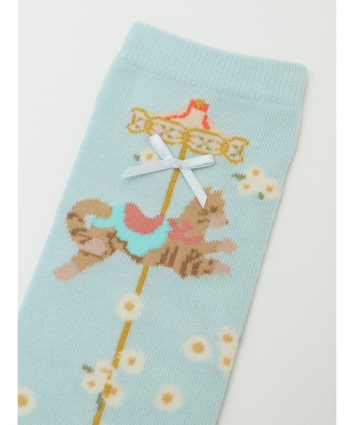 PINK HOUSE（ピンクハウス）の「メリーゴーラウンド柄ソックス（ソックス/靴下・レディース・モカ/ブラック/スカイブルー/アイボリー・フリー）」の7枚目の写真