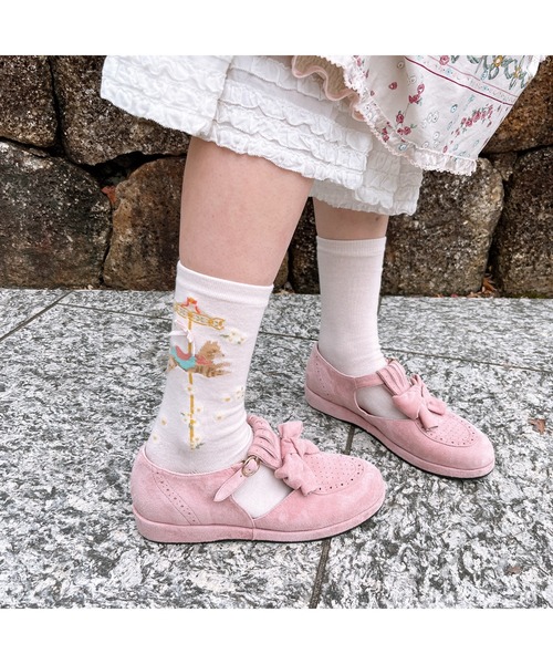 PINK HOUSE（ピンクハウス）の「メリーゴーラウンド柄ソックス（ソックス/靴下・レディース・モカ/ブラック/スカイブルー/アイボリー・フリー）」の14枚目の写真