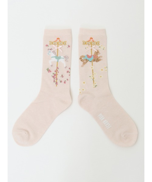 PINK HOUSE（ピンクハウス）の「メリーゴーラウンド柄ソックス（ソックス/靴下・レディース・モカ/ブラック/スカイブルー/アイボリー・フリー）」の16枚目の写真