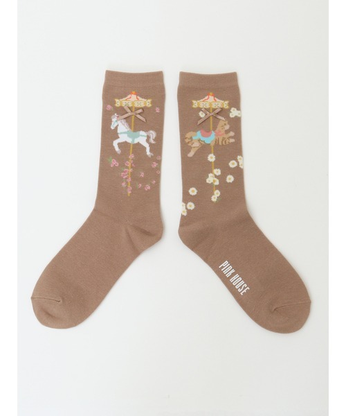 PINK HOUSE（ピンクハウス）の「メリーゴーラウンド柄ソックス（ソックス/靴下・レディース・モカ/ブラック/スカイブルー/アイボリー・フリー）」の18枚目の写真