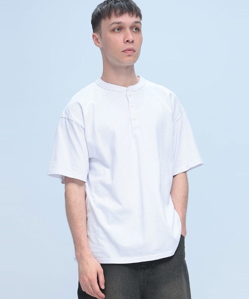 Goodwear(グッドウェア)の「Goodwear USAコットン ヘンリーネック 半袖 Tシャツ BIG TEE(Tシャツ/カットソー・メンズ・ネイビー/ホワイト/ブラック/グレー・M/L/LL)」の1枚目の写真