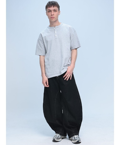 Goodwear(グッドウェア)の「Goodwear USAコットン ヘンリーネック 半袖 Tシャツ BIG TEE(Tシャツ/カットソー・メンズ・ネイビー/ホワイト/ブラック/グレー・M/L/LL)」の7枚目の写真