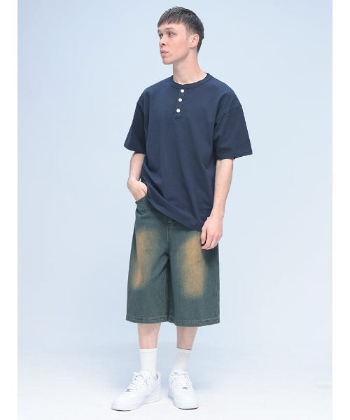 Goodwear(グッドウェア)の「Goodwear USAコットン ヘンリーネック 半袖 Tシャツ BIG TEE(Tシャツ/カットソー・メンズ・ネイビー/ホワイト/ブラック/グレー・M/L/LL)」の8枚目の写真