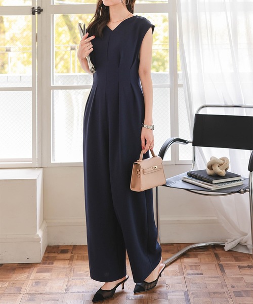 KOBE LETTUCE（コウベレタス）の「ウエストタックオールインワン（つなぎ/オールインワン・レディース・ピンク/ブラック/ネイビー・M/L/PM）」の14枚目の写真