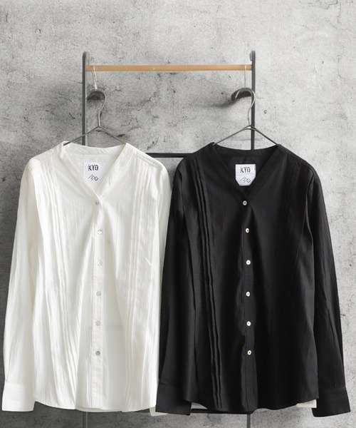 antiqua(アンティカ)の「Vネックタックシャツ(シャツ/ブラウス・レディース・ホワイト/ブラック・ONESIZE)」の18枚目の写真