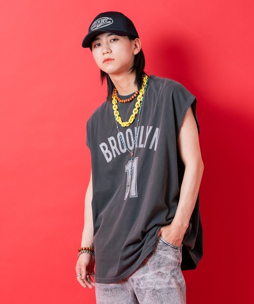 ANOKHI タンクトップ ブロックプリント Tank