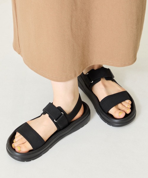 ORiental TRaffic(オリエンタルトラフィック)の「【Fit meサンダル】ニット ダブル ベルト サンダル /55208(サンダル・レディース・ブラック/アイボリー/ブラウン・S/M/L/LL)」の15枚目の写真