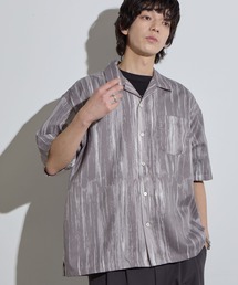 【SLICK/スリック】Abstract Printed Open Collar Shirt/ アブストラクト柄オープンカラーシャツ