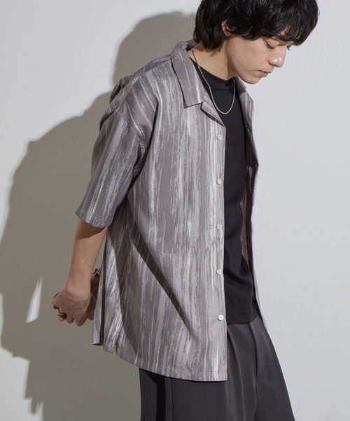 新品未使用SLICKスリック　半袖　シャツ　M SLICK シャツ 「SLICK/スリック」Linen Washer Stripe Regular