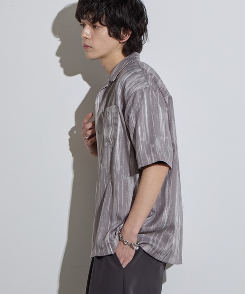 SLICK(スリック)の「【SLICK/スリック】Abstract Printed Open Collar Shirt/ アブストラクト柄オープンカラーシャツ(シャツ/ブラウス・メンズ・ライトグレー/ブラック・1/2/3)」の18枚目の写真