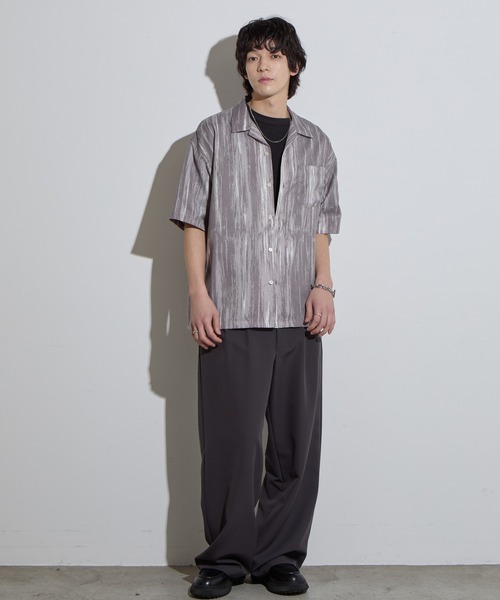 SLICK/スリック】Abstract Printed Open Collar Shirt