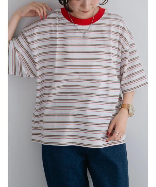 SM2（エスエムツー）の「マルチボーダーTシャツ（Tシャツ/カットソー・レディース・ブラック/オフホワイト/グリーン/ブルー・F）」の2枚目の写真