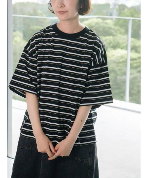 SM2（エスエムツー）の「マルチボーダーTシャツ（Tシャツ/カットソー・レディース・ブラック/オフホワイト/グリーン/ブルー・F）」の3枚目の写真