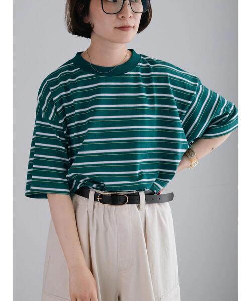 SM2（エスエムツー）の「マルチボーダーTシャツ（Tシャツ/カットソー・レディース・ブラック/オフホワイト/グリーン/ブルー・F）」の4枚目の写真