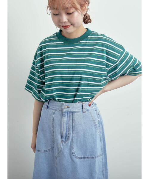 SM2（エスエムツー）の「マルチボーダーTシャツ（Tシャツ/カットソー・レディース・ブラック/オフホワイト/グリーン/ブルー・F）」の5枚目の写真