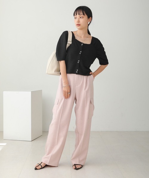 Bab(バブ)の「前後2WAYショート丈トップス(Tシャツ/カットソー・レディース・アイボリー/ブラック・FREE)」の9枚目の写真