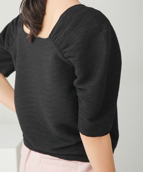 Bab(バブ)の「前後2WAYショート丈トップス(Tシャツ/カットソー・レディース・アイボリー/ブラック・FREE)」の12枚目の写真