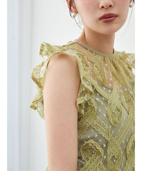 SNIDEL(スナイデル)の「レースフリルプルオーバー(Tシャツ/カットソー・レディース・グレー/オリーブ/ホワイト・F)」の14枚目の写真