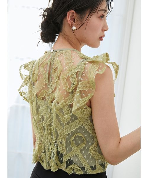 SNIDEL(スナイデル)の「レースフリルプルオーバー(Tシャツ/カットソー・レディース・グレー/オリーブ/ホワイト・F)」の16枚目の写真