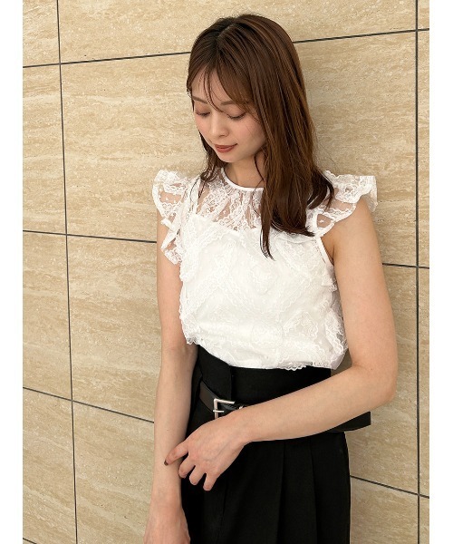 tシャツ レースフリルプルオーバー レディース レースフリルプルオーバー（Tシャツ/カットソー）｜SNIDEL