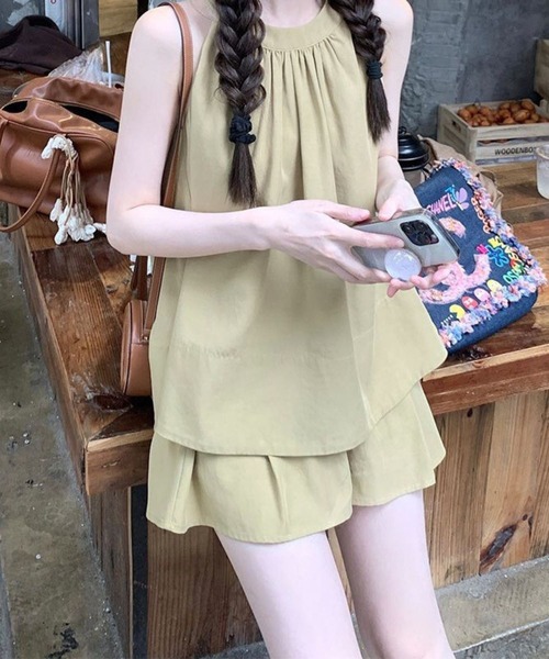 ｱﾒﾘｶﾝｽﾘｰﾌﾞﾁｭﾆｯｸ+ｼｮｰﾄﾊﾟﾝﾂｾｯﾄｱｯﾌﾟ（その他トップス）｜SPIGA