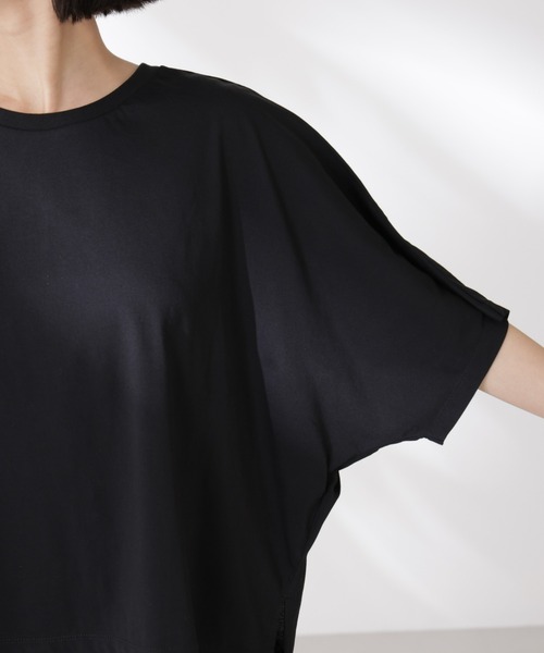 NANO universe(ナノユニバース)の「吸水速乾抗菌防臭ドルマンワイドトップス(Tシャツ/カットソー・レディース・ブラック/ライトグレー/ホワイト・FREE)」の6枚目の写真