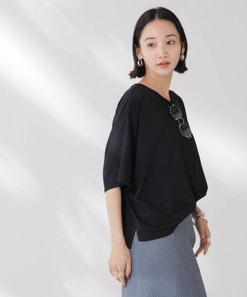 NANO universe(ナノユニバース)の「吸水速乾抗菌防臭ドルマンワイドトップス(Tシャツ/カットソー・レディース・ブラック/ライトグレー/ホワイト・FREE)」の17枚目の写真