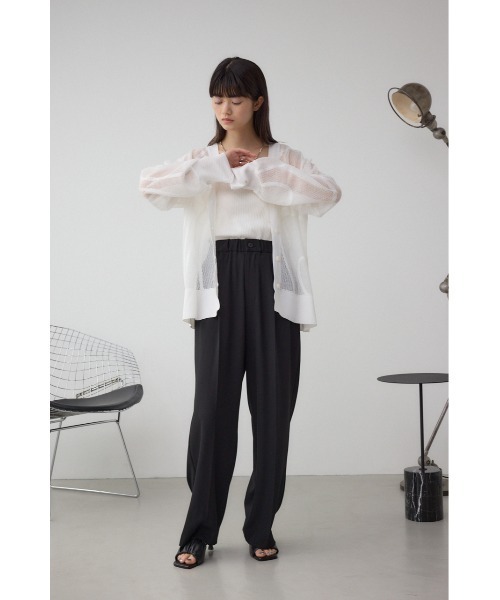 AZUL by moussy（アズールバイマウジー）の「スカシガラニットカーデ（カーディガン/ボレロ・レディース・ブラック/オフホワイト/チャコールグレー・FREE）」の9枚目の写真