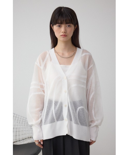 AZUL by moussy（アズールバイマウジー）の「スカシガラニットカーデ（カーディガン/ボレロ・レディース・ブラック/オフホワイト/チャコールグレー・FREE）」の8枚目の写真