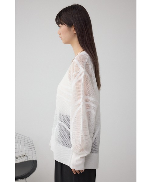 AZUL by moussy（アズールバイマウジー）の「スカシガラニットカーデ（カーディガン/ボレロ・レディース・ブラック/オフホワイト/チャコールグレー・FREE）」の7枚目の写真