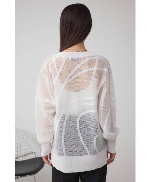 AZUL by moussy（アズールバイマウジー）の「スカシガラニットカーデ（カーディガン/ボレロ・レディース・ブラック/オフホワイト/チャコールグレー・FREE）」の6枚目の写真
