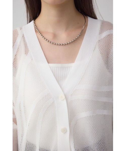 AZUL by moussy（アズールバイマウジー）の「スカシガラニットカーデ（カーディガン/ボレロ・レディース・ブラック/オフホワイト/チャコールグレー・FREE）」の5枚目の写真