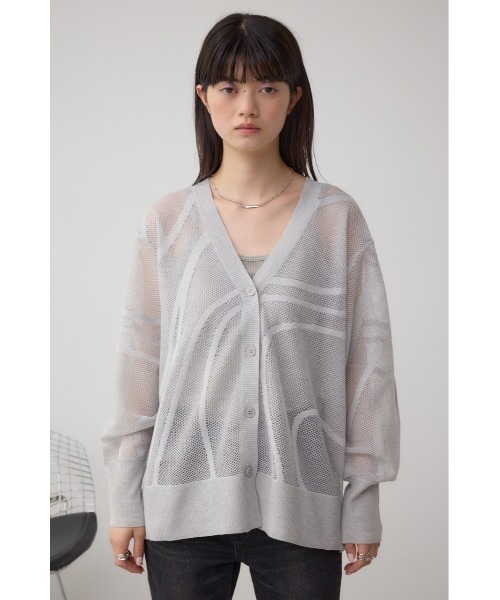 AZUL by moussy（アズールバイマウジー）の「スカシガラニットカーデ（カーディガン/ボレロ・レディース・ブラック/オフホワイト/チャコールグレー・FREE）」の18枚目の写真