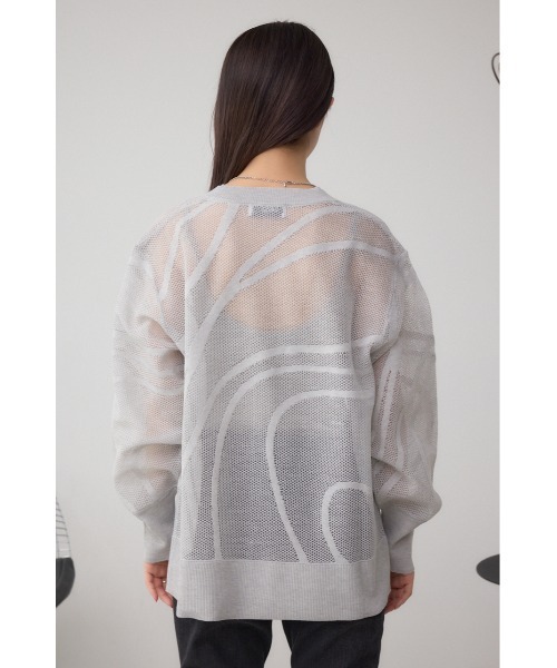 AZUL by moussy（アズールバイマウジー）の「スカシガラニットカーデ（カーディガン/ボレロ・レディース・ブラック/オフホワイト/チャコールグレー・FREE）」の16枚目の写真