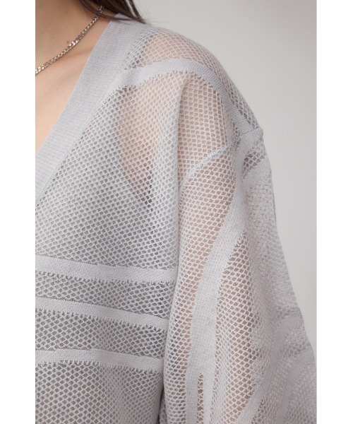 AZUL by moussy（アズールバイマウジー）の「スカシガラニットカーデ（カーディガン/ボレロ・レディース・ブラック/オフホワイト/チャコールグレー・FREE）」の14枚目の写真