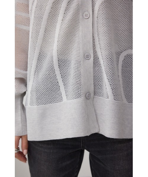 AZUL by moussy（アズールバイマウジー）の「スカシガラニットカーデ（カーディガン/ボレロ・レディース・ブラック/オフホワイト/チャコールグレー・FREE）」の13枚目の写真