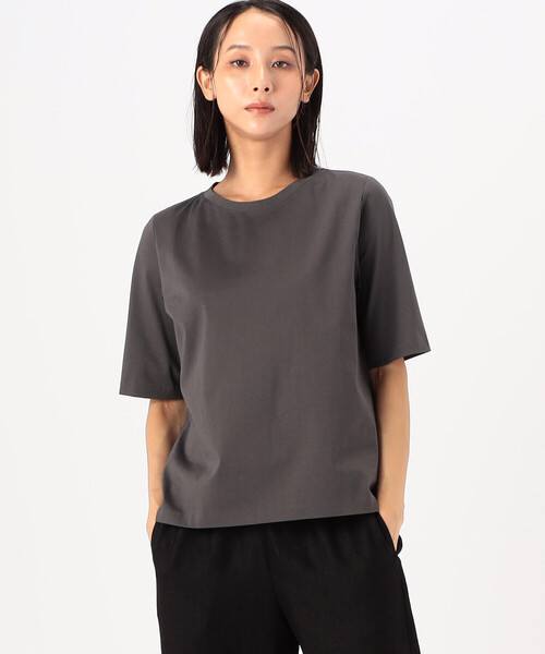 Gabardine K.T（ギャバジンケーティー）の「60／- プレーティング天竺 キレイめTシャツ（Tシャツ/カットソー・レディース・グレー/ホワイト・9号）」の2枚目の写真