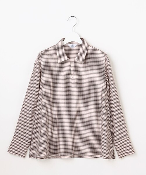 J.PRESS(ジェイプレス)の「サイロチェック スキッパー ブラウス(シャツ/ブラウス・レディース・アイボリー系3/ベージュ系3・T13)」の7枚目の写真