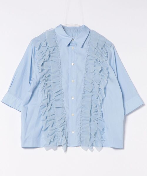 H.A.K(ハク)の「120/2ブロード+パワーチュールフリルシャツ(シャツ/ブラウス・レディース・サックスブルー/ブラック/ホワイト・FREE)」の5枚目の写真