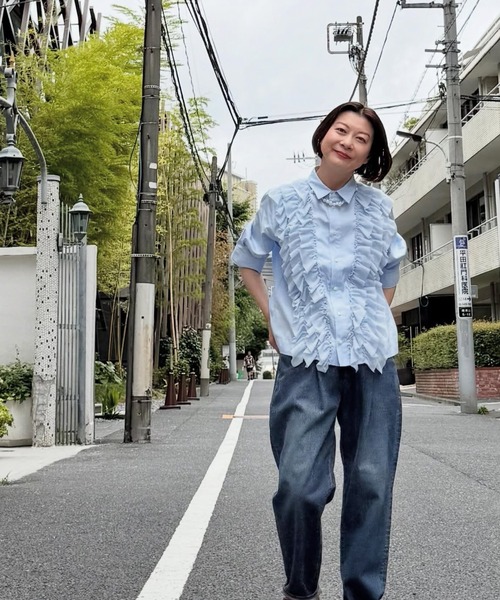 H.A.K(ハク)の「120/2ブロード+パワーチュールフリルシャツ(シャツ/ブラウス・レディース・サックスブルー/ブラック/ホワイト・FREE)」の10枚目の写真