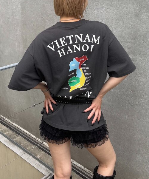 Sourcream（サワークリーム）の「【Sourcream/サワークリーム】虎刺繍ベトナムグラフィックT / 3サイズ（Tシャツ/カットソー・レディース・チャコールグレー/グレー/ホワイト・SMALL/MEDIUM/LARGE）」の5枚目の写真