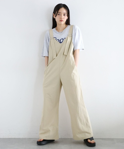 RAGEBLUE(レイジブルー)の「2WAY/フロントジップベルトサロペット(サロペット/オーバーオール・レディース・ネイビー/ベージュ・FREE)」の1枚目の写真