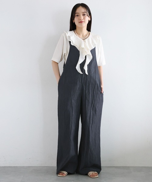 RAGEBLUE(レイジブルー)の「2WAY/フロントジップベルトサロペット(サロペット/オーバーオール・レディース・ネイビー/ベージュ・FREE)」の2枚目の写真