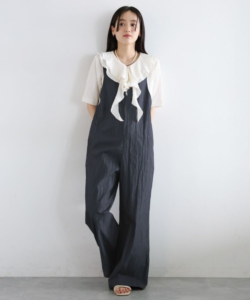 RAGEBLUE(レイジブルー)の「2WAY/フロントジップベルトサロペット(サロペット/オーバーオール・レディース・ネイビー/ベージュ・FREE)」の5枚目の写真